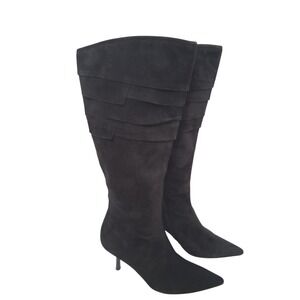 GCI Collezione Grant Tall Blk Suede Stiletto Boots Women's Size 11M Career Prep